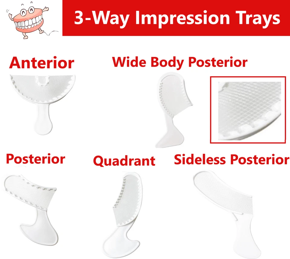 HI DENTAL GOODS AND SUPPLIES Dental Impression Bite Registration Triple Tray Mold Anterior Posterior Quadrant