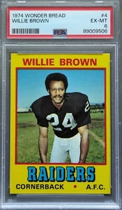 1974 Topps Wonder Bread Football #4 Willie Brown PSA 6 Oakland Raiders Great! - Picture 1 of 2
