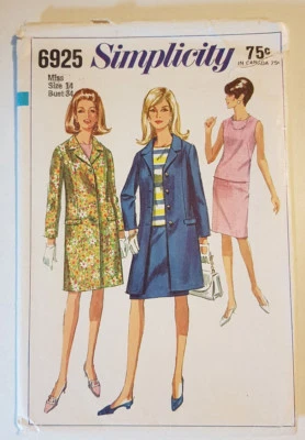 S-6925 Vintage Coat Skirt Overblouse Sewing Pattern Simplicity Bust 34 Complete - Image 1 of 3