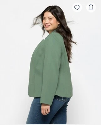 41 Hawthorn Froswick Notched Collar Ponte Open Front Blazer, Sage Green, 1X - Image 1 of 4