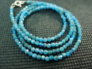 46cm Collier Perles Facette APATITE Pierre Naturel Stone Faceted Beads Necklace - Imagen 1 de 3
