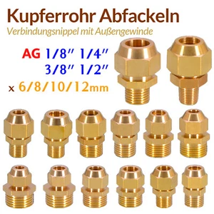 Messing Gewindefitting | Kupferrohr Abfackeln Verbindungsnippel mit Außengewinde - Bild 1 von 23