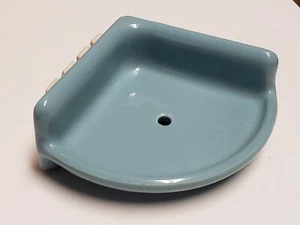 Vtg  Corner Mounted Ceramic Soap Dish For Tiled Bath Shower, Cornflower Blue NEW - Picture 1 of 4