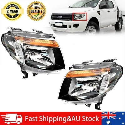 Black Pair LH+RH Head Lights Lamp For Ford Ranger PX Ser1 XL XLS 2011~2015 - image 1 of 4