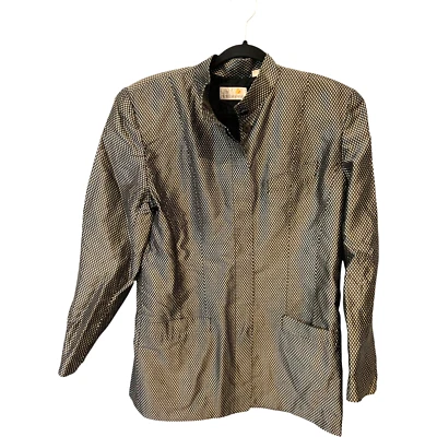 Chaqueta cortavientos Liz Claiborne negra dorada para mujer 8 Argyle metálica vintage Foto 1 de 4