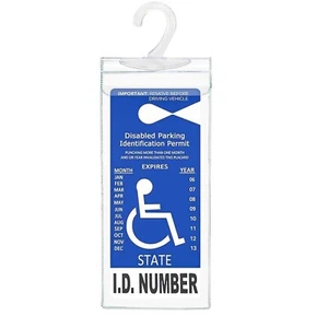 Handicap Placard Holder Disabled Parking Permit Protector Mirror Hang Tag Sleeve - Picture 1 of 9