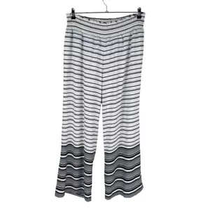 Pantalone donna Cato gamba larga taglia 18/20W più nero bianco righe elasticizzate - Foto 1 di 14