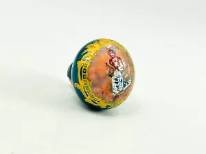 Vintage Antique Hand Painted Victorian Woman Cabinet Door Drawer Pull Handle Cap - Picture 1 of 9