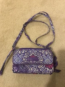 Vera Bradley Paisley Clutch Wristlet Wallet Purse Crossbody strap purple - Picture 1 of 7