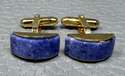 Gemelos contemporáneos enchapados en oro amarillo ágata azul Foto 1 de 2