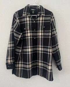 Lauren Ralph Lauren schwarz kariertes Button Down Hemd Sakko 100% Wolle Größe L - Bild 1 von 7