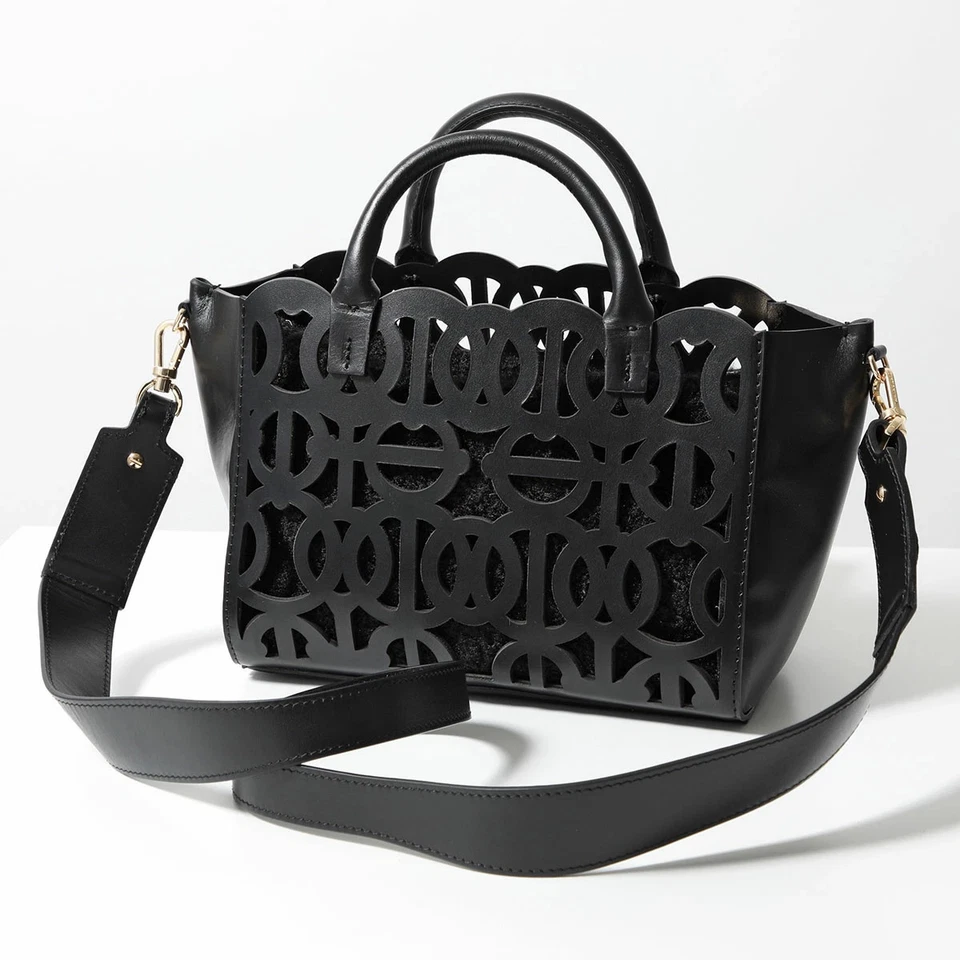 Anita Bilardi  Women's Leather Cutwork Shoulder Bag with Inner Bag, Black - Image 1 of 4