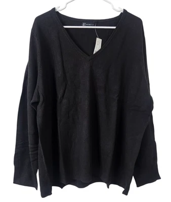 New York & Company NY&Co Mujer 3X Suéter Cuello en V Pullover Acrílico Negro Foto 1 de 4