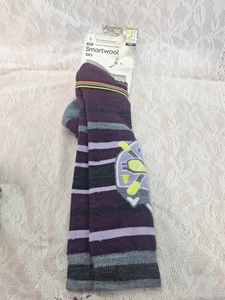New Smartwool Ski L Merino Wool Socks Sz 9-11.5 Purple Striped Unisex Cushion - Picture 1 of 7