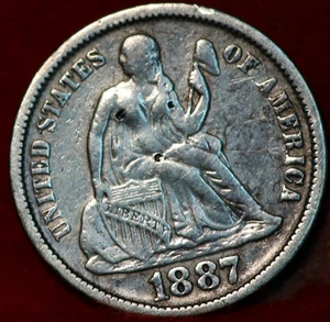 1887 Philadelphia Mint Silver Seated Liberty Dime - Picture 1 of 2