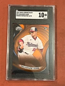 Mackenzie Gore /25 Orange SGC 10 2022 Topps Chrome Black RC #90 Nationals Rookie - Picture 1 of 2