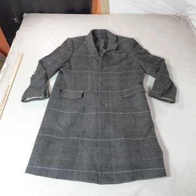 Abrigo Lands End Para Hombres 44 Gris Glen Cuadros Dinero Antiguo Abrigo Lana Invierno Foto 1 de 4