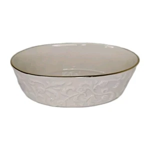 Piatto caramelle ovale floreale rialzato Lenox fine avorio Cina 2002 alto 5,75"x3,25"x1,9" - Foto 1 di 7