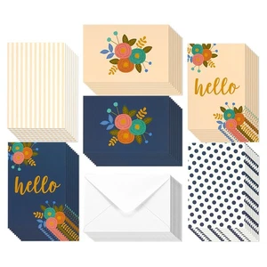 48 Pack Blank 4x6 Hello Notecards and Envelopes Set, Welcome Greeting Cards - Picture 1 of 7