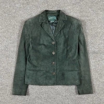 De Colección Ralph Lauren Verde Gamuza Botón Delantero Cuello Blazer Chaqueta Abrigo Para Mujer’s S Foto 1 de 4