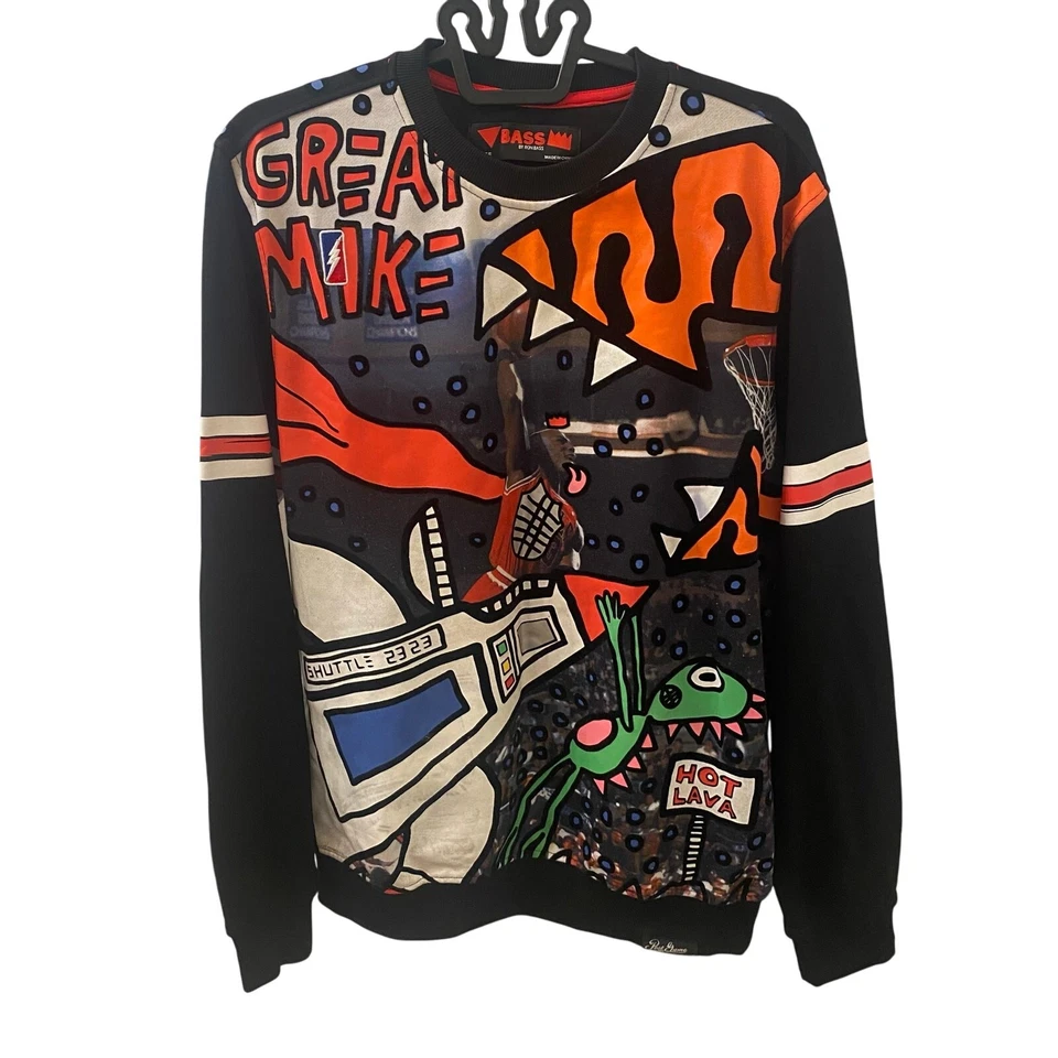 Ron Bass NBA Michael Jordan All Over Print Long Sleeve Shirt Size Large - Image 1 of 4