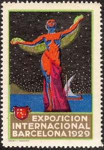 Stamp Label Spain Exposition 1929 Poster Cinderella Barcelona Exhibition MNH - Picture 1 of 1