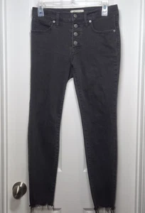 Madewell Womens 28P Charcoal Wash Button Fly 9" High Rise Skinny Denim Jeans - Picture 1 of 10