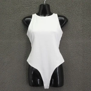BP Bodysuit Womens Small White Ribbed High Neck Stretch Tank Top Form Fitting - Picture 1 of 9