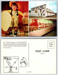 Michigan Sterling Poultry Farm Chick Museum Girl Straw Hat Postcard X1084 - Picture 1 of 1