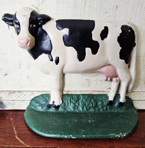 Vintage Gusseisen Kuh Türstopper / Buchstütze / Figur, unsigniert, massiv & schwer! - Bild 1 von 6