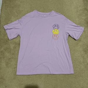 St Move Smiley Face Grafik Kurzarm T-Shirt Gr. Small weiches Material lila - Bild 1 von 24