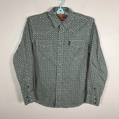 Cinch Shirt Mens Small Blue Pearl Snap Western Long Sleeve Aztec Cowboy Modern - Image 1 of 4