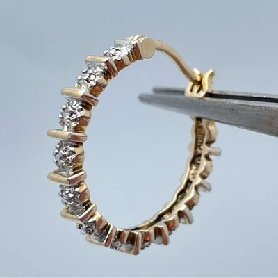 Hermosos aretes tipo argolla de plata esterlina Vermeil oro rosa con detalles de circonita cúbica Foto 1 de 4