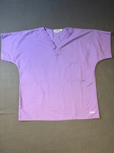 Landau Med Lavender Scrubs Unisex Scrub Top Medical Workwear V-Neck Pockets - Picture 1 of 10