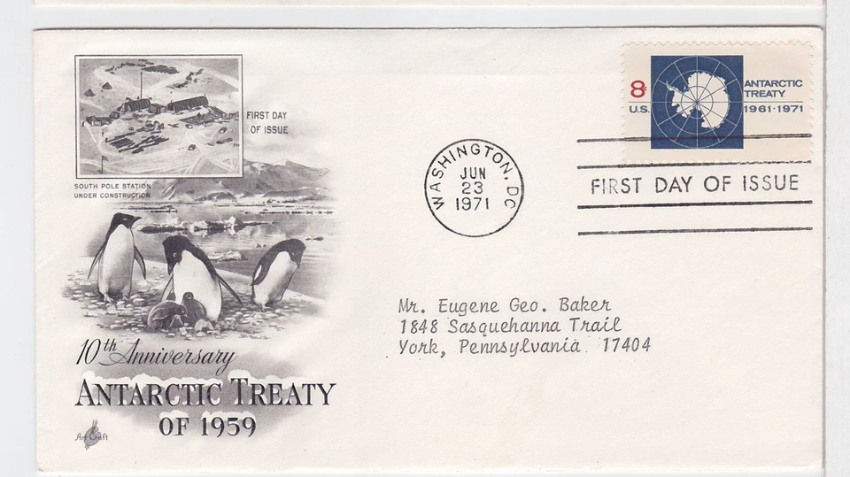 TurtlesTradingPost- Antarctic Treaty 1971 FDC #1431 - Artcraft Cachet - Image 1 of 1