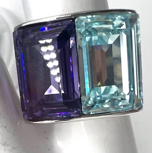 Anillo de cristal púrpura/aqua de declaración de diseñador - Imagen 1 de 5