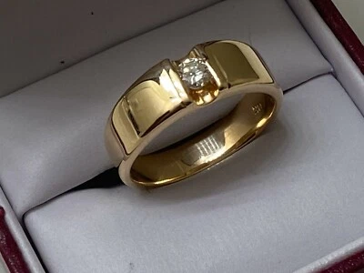 Anillo de oro amarillo de 14K y diamantes para hombre. Talla 11. Dimond 4mm. Foto 1 de 4