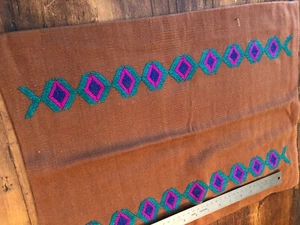 Brown Rectangle Guatemala Pillow Cover, Teal Pink Blue accents from Nebaj 20x15 - Picture 1 of 6