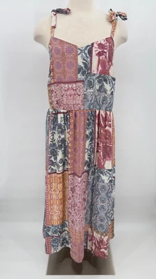 Lane Bryant Womens Patchwork Maxi Dress Size 14 Floral Adjustable Festival Boho - Image 1 of 4