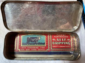 Rusted tin Scene Printed Tin Used At Base 240mm x 95mm Australian Beef Dipping - Picture 1 of 10