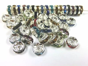 50 Strassrondelle Spacer Zwischenelement Strass Rondell 6mm Mix basteln #S550 - Bild 1 von 1
