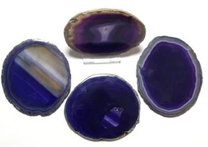 Purple Agate Slice Coaster Gift Set of 4 + free Stand Large 85mm - 90mm 05 - Picture 1 of 1