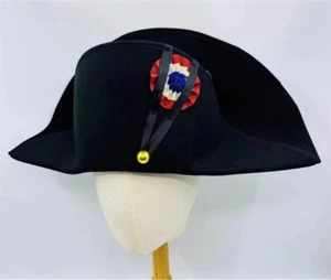 Cappello Napoleone Ammiraglio Francese Capitani Bicorne Cosplay Berretto Lana Nero Puntelli Regalo - Foto 1 di 7