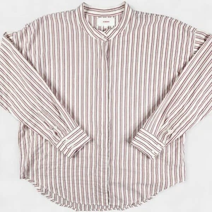 Xirena Oversized Stripe Button Down Shirt Women's Small Red/White Band Collar - Picture 1 of 12