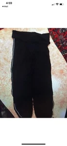 BLACK And White BEBE SPORT ATHLETIC TRACK PANTS WITH ADJUSTABLE ANKLE LACE XS - Picture 1 of 7