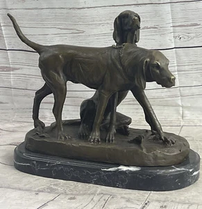 Labrador Retriever Policía de Caza K9 Perro Militar Bronce Mármol Estatua Escultura - Imagen 1 de 10