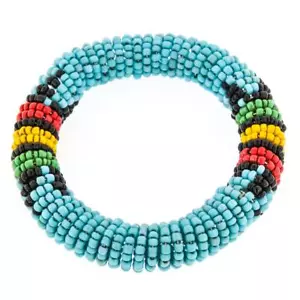Bracciale stile etnico turchese nero giallo fatto a mano perle semi - Foto 1 di 2