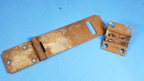 Vintage Rustic 6.50" Barn Door Hasp Latch Lock Chest Gate Padlock Hinged W/Keep Cover
