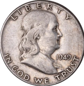 1949-D- Silver 90% Franklin Half Dollar - Very Nice -LOW SHP-*FREE GIFT* - Picture 1 of 1