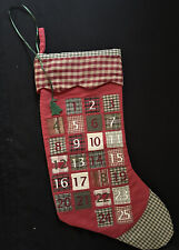 Large Advent Calendar Christmas Stocking Gingham Patch Fabric 19"